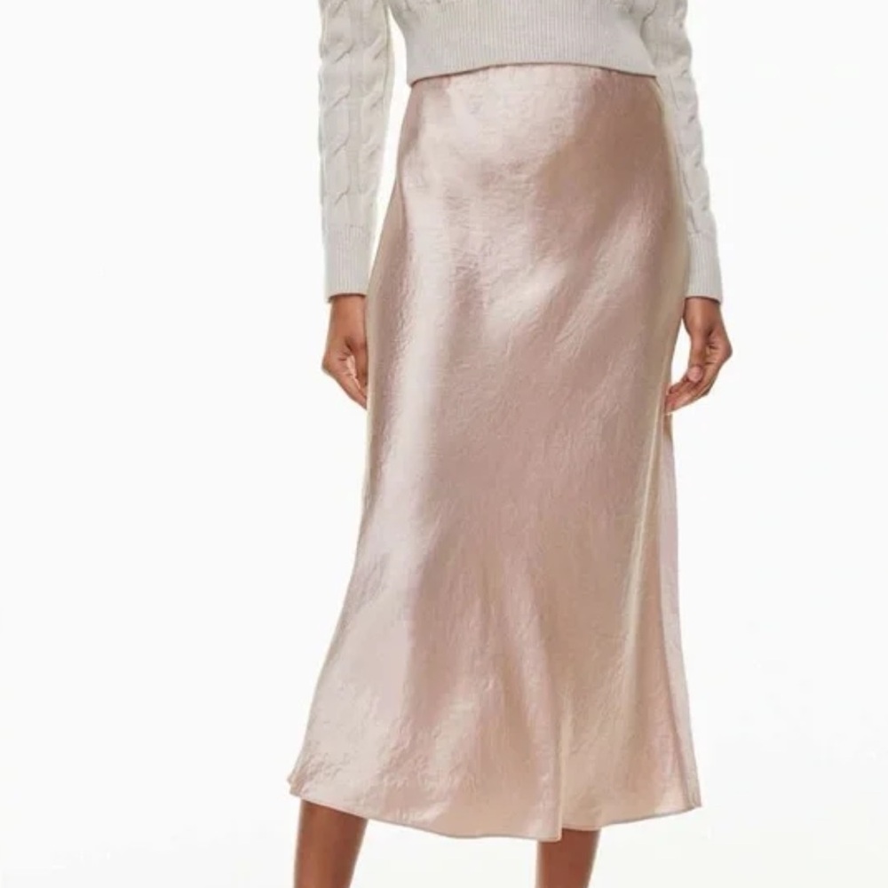 Aritzia babaton Blush Satin Midi Skirt